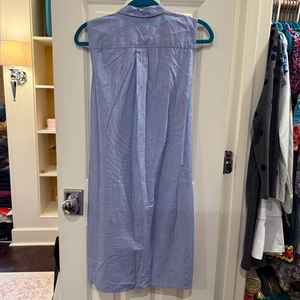J. Crew Chambray Dress End-on-end Front Tie Collared Sleeveless size Small - Picture 6 of 9